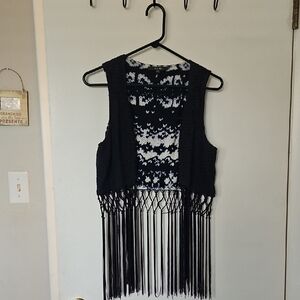 Miss Me Black and White Fringe Camisole